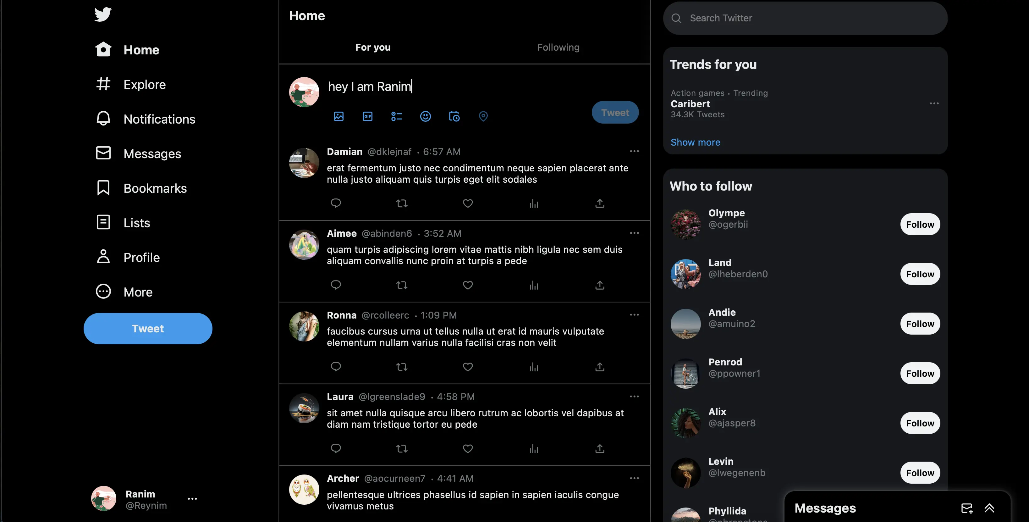 Desktop screenshot 2 from Recreated Twitter